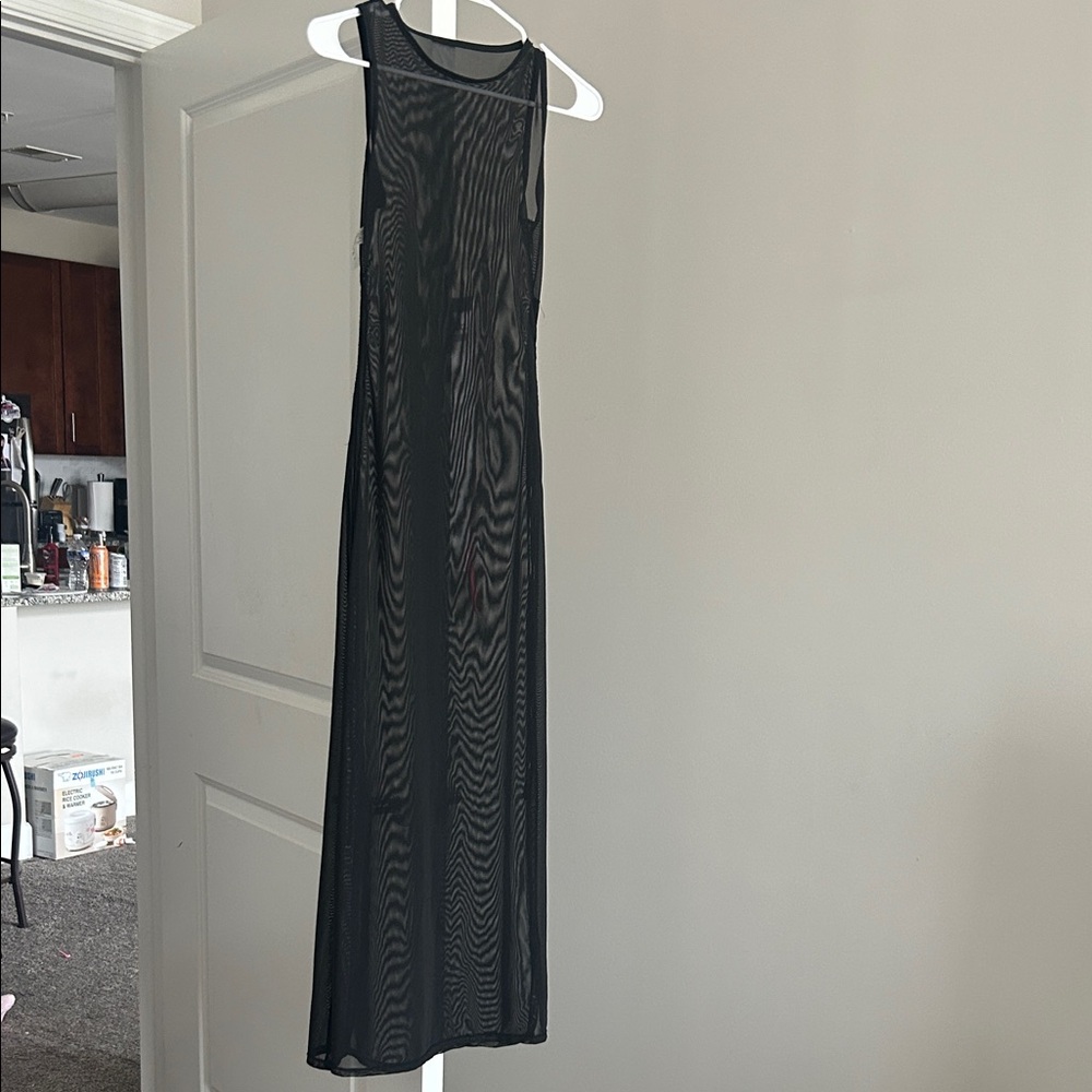 Chic Black Sheer Sleeveless Dress